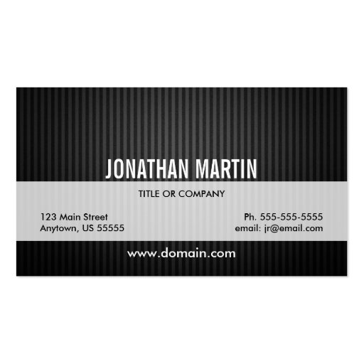 Gray Pinstripes on Black Business Cards