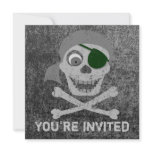 Gray Pirate Skull &amp; Crossbones Invitations
