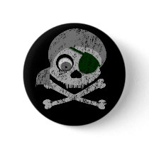 Gray Pirate Skull Distressed Buttons