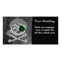 Gray Pirate Skull Distressed Custom Card Photo Card