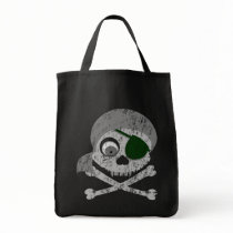 Gray Pirate Skull Distressed Dark Bags