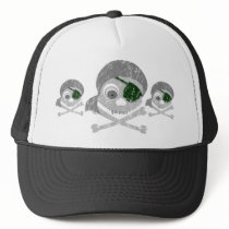 Gray Pirate Skull Distressed Hats