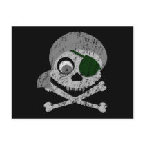 Gray Pirate Skull Distressed Postcard