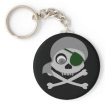 Gray Pirate Skull Keychain