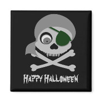 Gray Pirate Skull Magnets