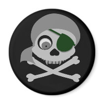 Gray Pirate Skull Magnets
