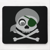 Gray Pirate Skull Mousepad