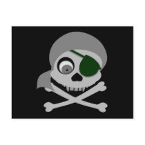 Gray Pirate Skull Postcard
