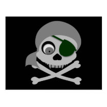 Gray Pirate Skull Postcard