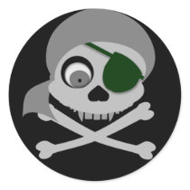 Gray Pirate Skull Stickers
