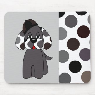 Gray Polka Dot Puppy mousepad