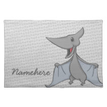 Gray Pteredon Dinosaur Placemat with Custom Name placemats