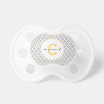 Gray Quatrefoil Monogram Baby Pacifier