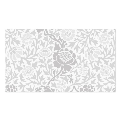 Gray Retro Floral Damask Business Card Templates (back side)