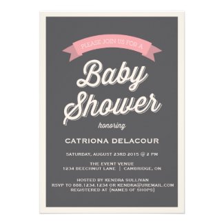 GRAY RETRO TYPOGRAPHY | BABY SHOWER INVITATION