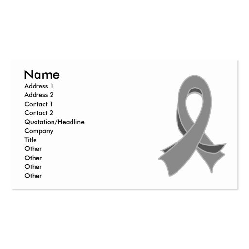 Gray Ribbon Awareness Stylish Business Card (front side)