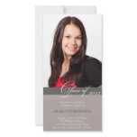 Gray script class of graduation announcement photo cards