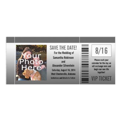 Gray Shades Photo Ticket Custom Invite