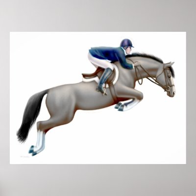 Grey Show Jumping Horse Print 2011