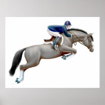 Gray Show Jumping Horse Print