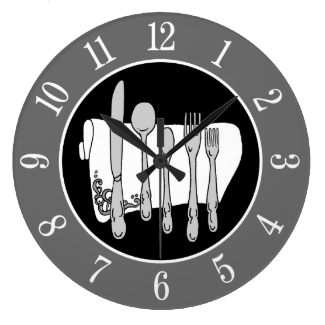 Gray Silverware and Napkin Elegant Clock with Numb