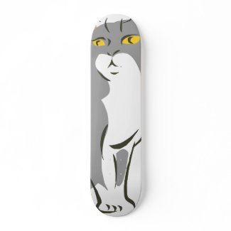 Gray Sitting Cat skateboard