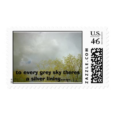 gray skies, to every grey sky theres a silver l... postage by tinkerbellekel