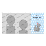 Gray Squirrel on Blue Polka Dot Pattern Photo Greeting Card
