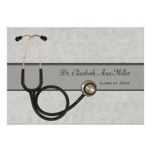 Gray Stethoscope - Graduation Party Invitation