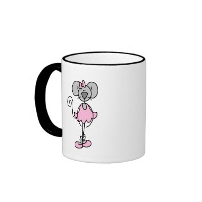 Gray Stick Mouse Ballerina Mug by stick_figures