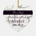 Gray Swirls Adoption Announcement Keepsake Ornaments