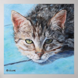 Gray Tan Tabby Cat Portrait