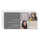 Gray taupe modern block class of grad announcement photocard