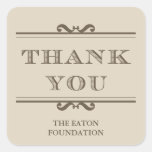 Gray taupe refine elegance thank you labels square sticker