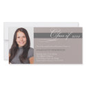 Gray taupe script class of graduation announcement photocard