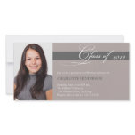 Gray taupe script class of graduation announcement photo cards