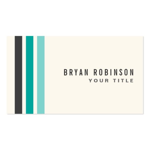 Gray teal aqua blue stripes modern stylish business card templates (front side)