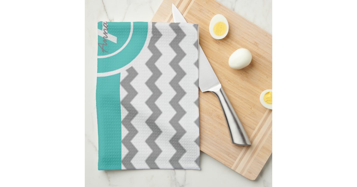 Gray Teal Chevron Hand Towels Zazzle