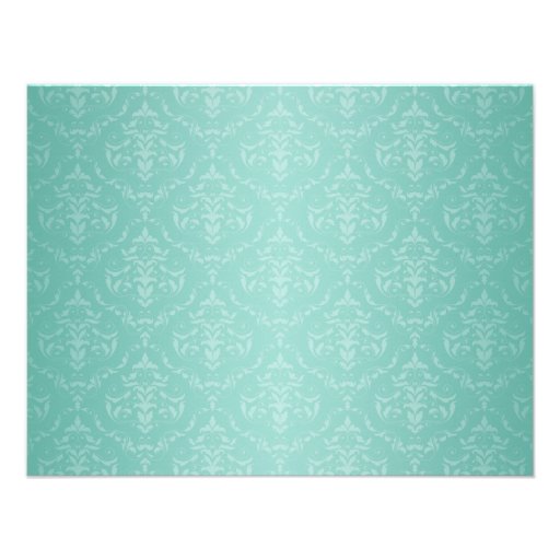 Gray & Teal Damask Wedding Reception ONLY Invites