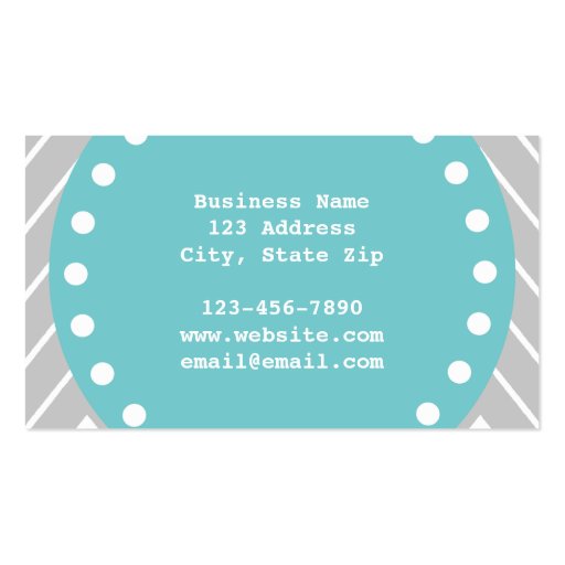 Gray & Teal Modern Chevron Custom Monogram Business Card (back side)