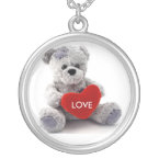 Gray Teddy Bear Love Necklace necklace