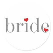 Gray Text Bride Round Stickers