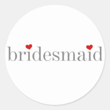Gray Text Bridesmaid Round Stickers