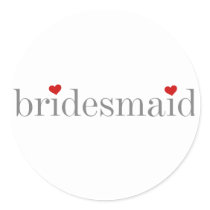 Gray Text Bridesmaid Round Stickers