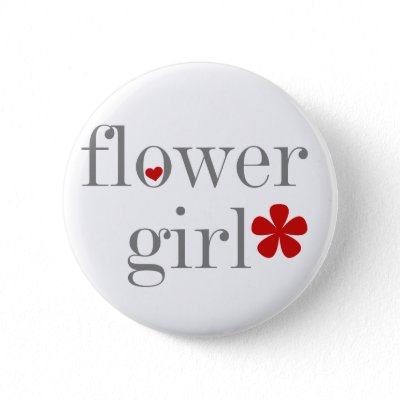 Gray Text Flower Girl Button