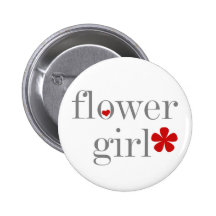 Gray Text Flower Girl Button