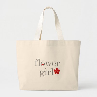 Gray Text Flower Girl Canvas Bag