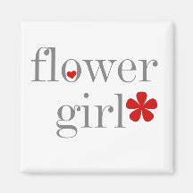 Gray Text Flower Girl Fridge Magnet