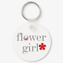 Gray Text Flower Girl keychains