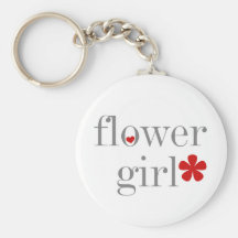 Gray Text Flower Girl Keychain